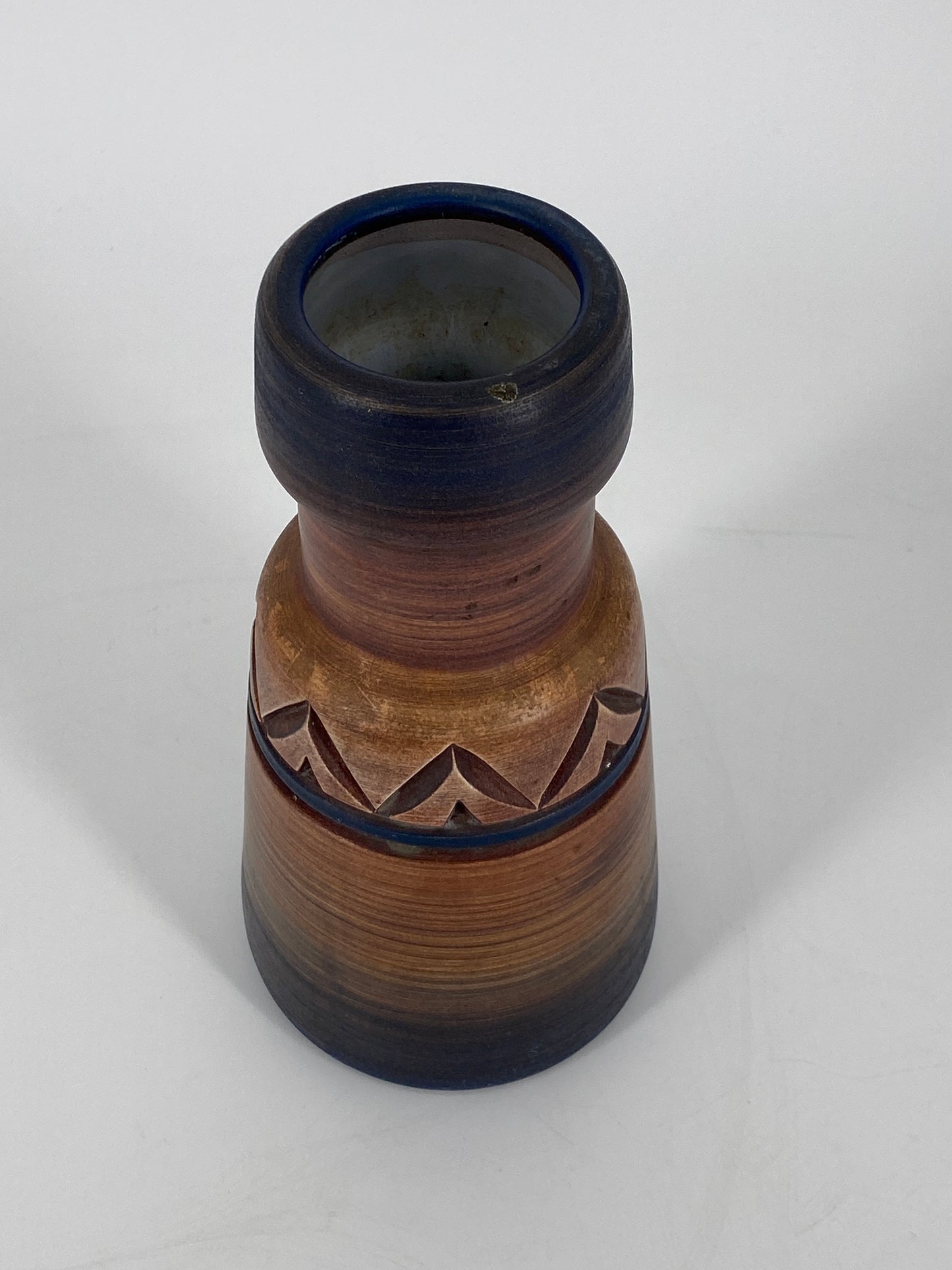 Vintage Vase aus Keramik mit Relief und Farbverlauf, 60er