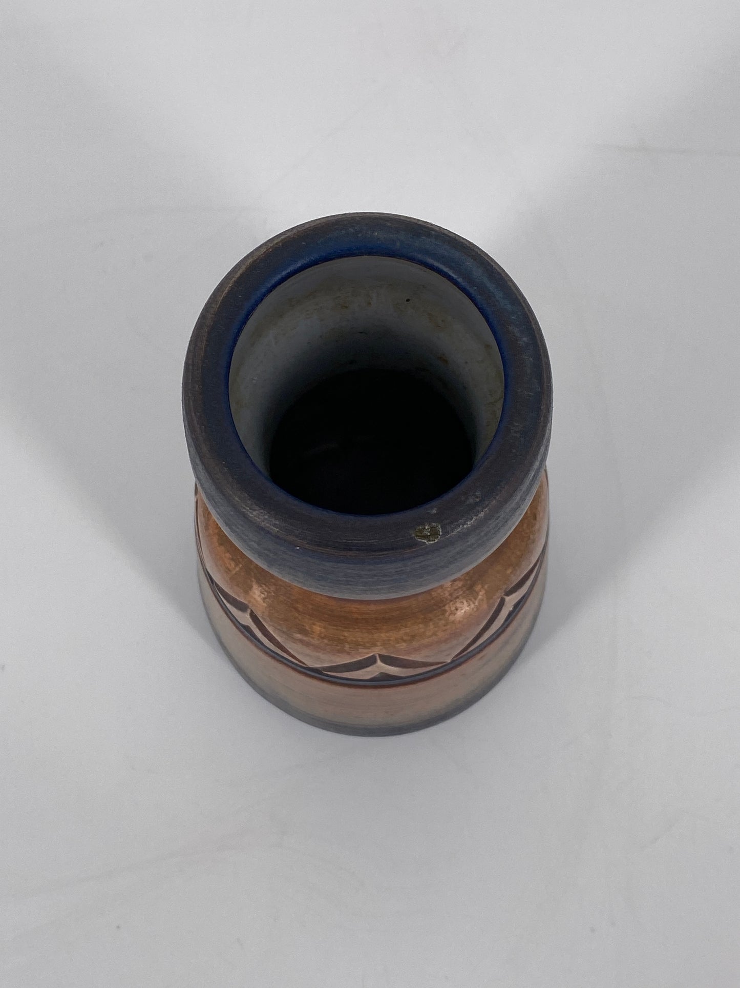 Vintage Vase aus Keramik mit Relief und Farbverlauf, 60er