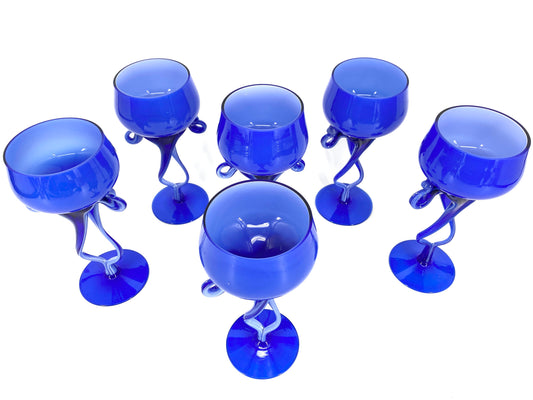 Gläser-Set Jozefina Krosno, Jellyfish Full Cobalt Blue