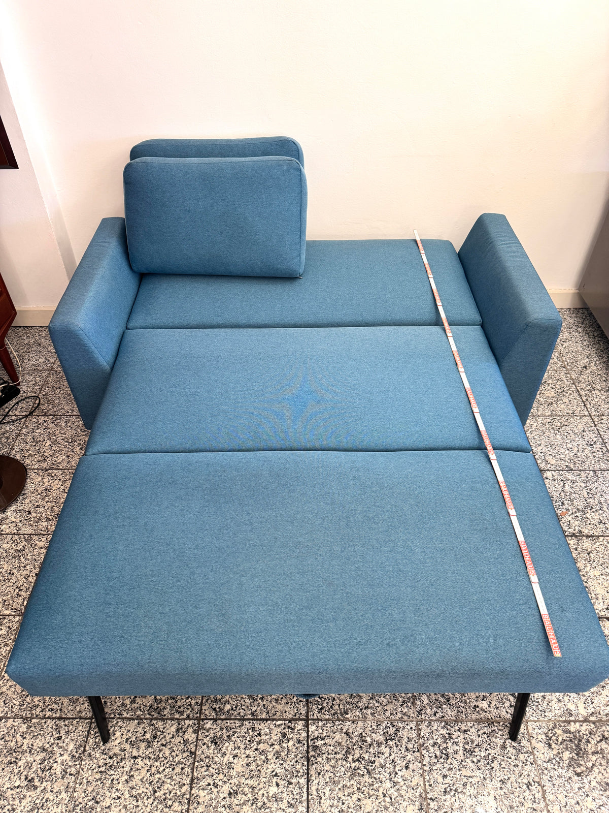MODERNES SCHLAFSOFA COUCH RAUCHBLAU PETROL MELIERT GÄSTEBETT