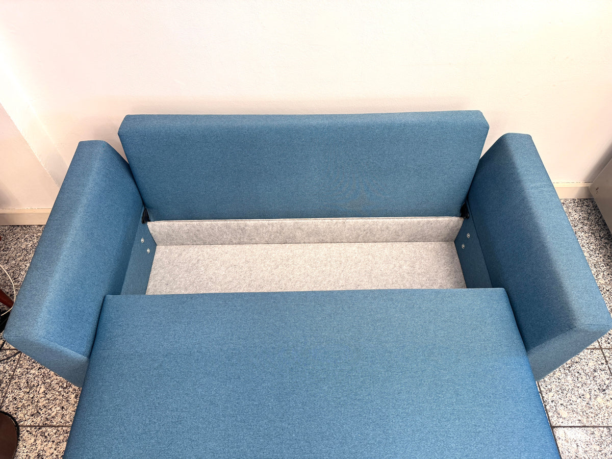 MODERNES SCHLAFSOFA COUCH RAUCHBLAU PETROL MELIERT GÄSTEBETT