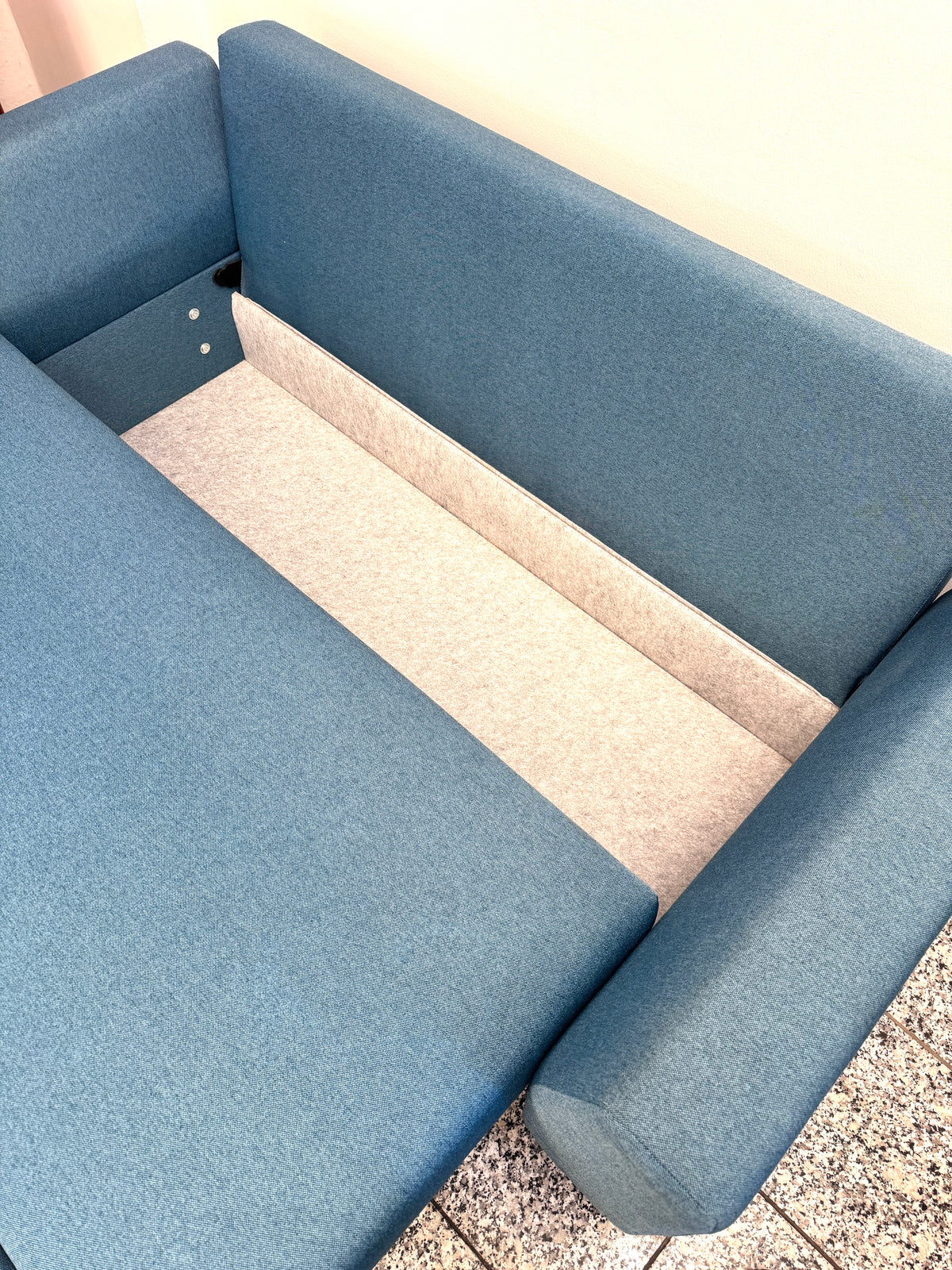 MODERNES SCHLAFSOFA COUCH RAUCHBLAU PETROL MELIERT GÄSTEBETT
