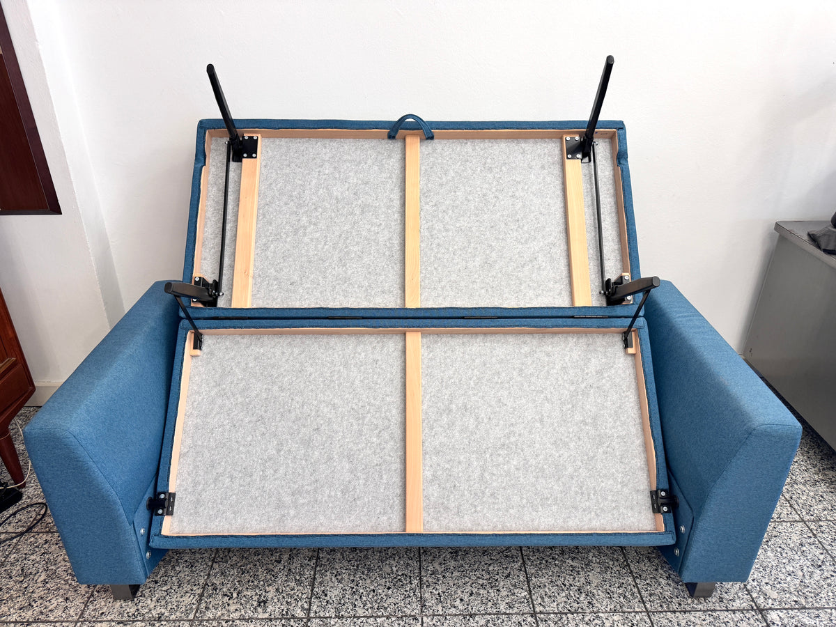 MODERNES SCHLAFSOFA COUCH RAUCHBLAU PETROL MELIERT GÄSTEBETT