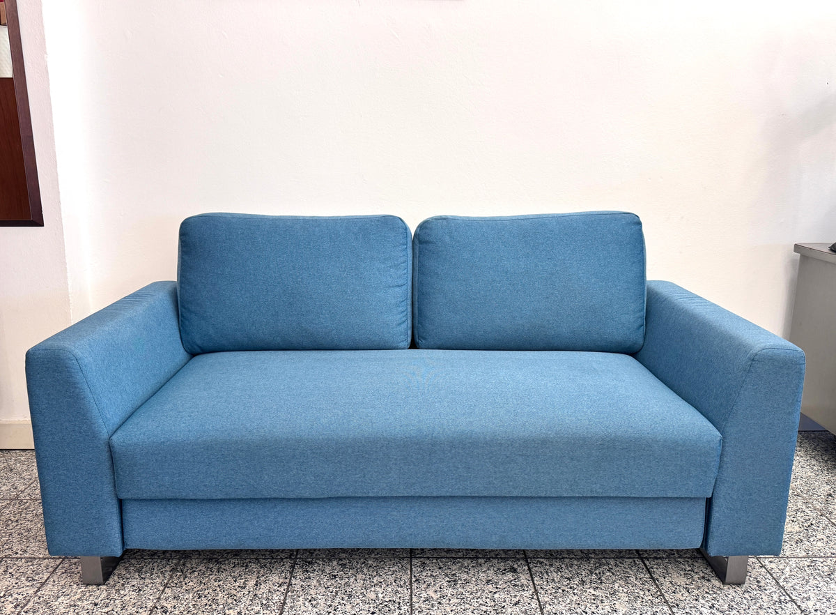 MODERNES SCHLAFSOFA COUCH RAUCHBLAU PETROL MELIERT GÄSTEBETT
