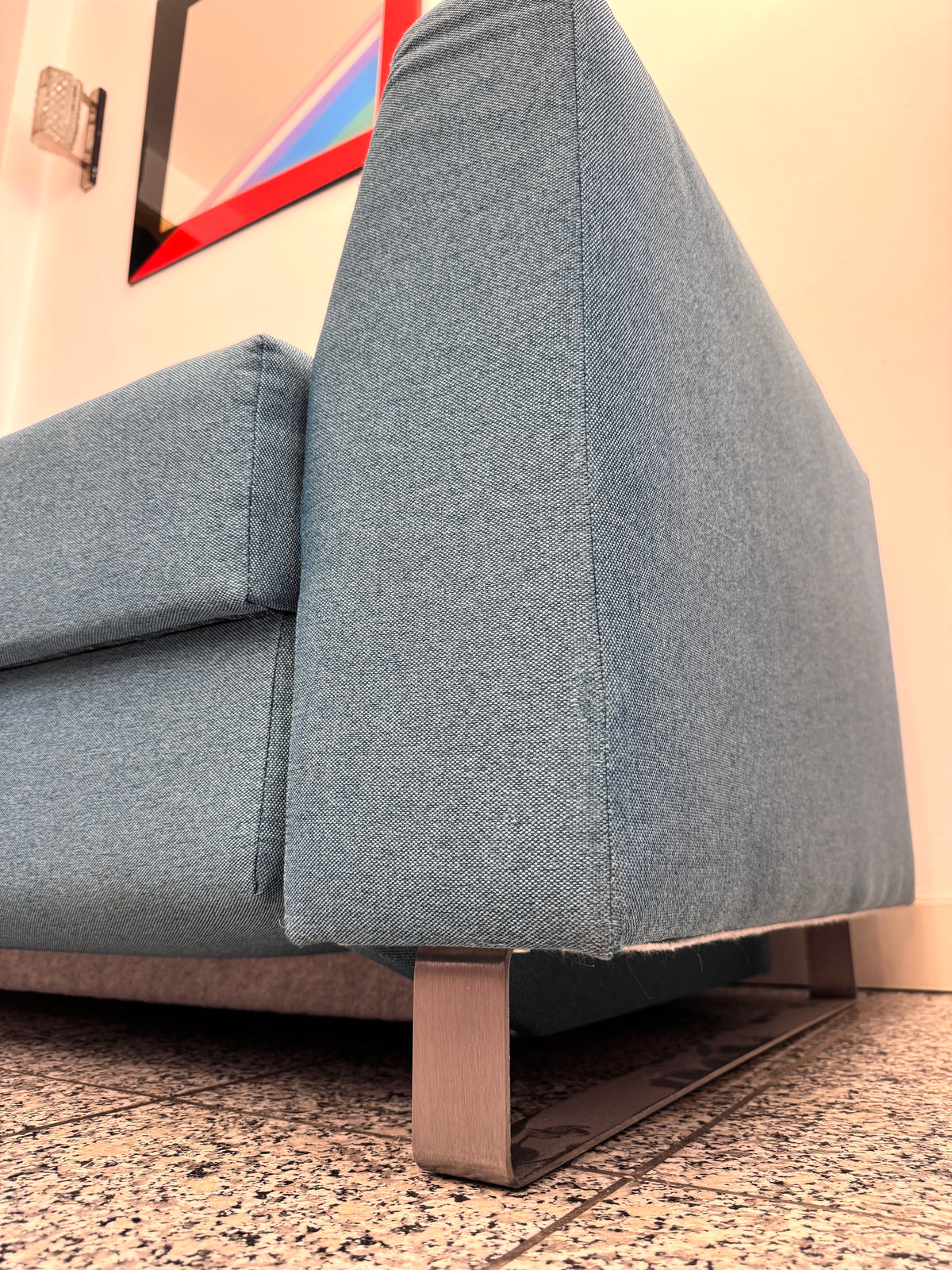 MODERNES SCHLAFSOFA COUCH RAUCHBLAU PETROL MELIERT GÄSTEBETT