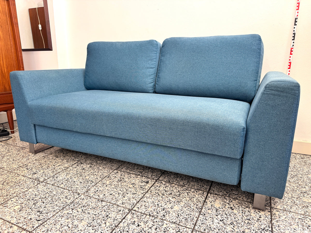 MODERNES SCHLAFSOFA COUCH RAUCHBLAU PETROL MELIERT GÄSTEBETT