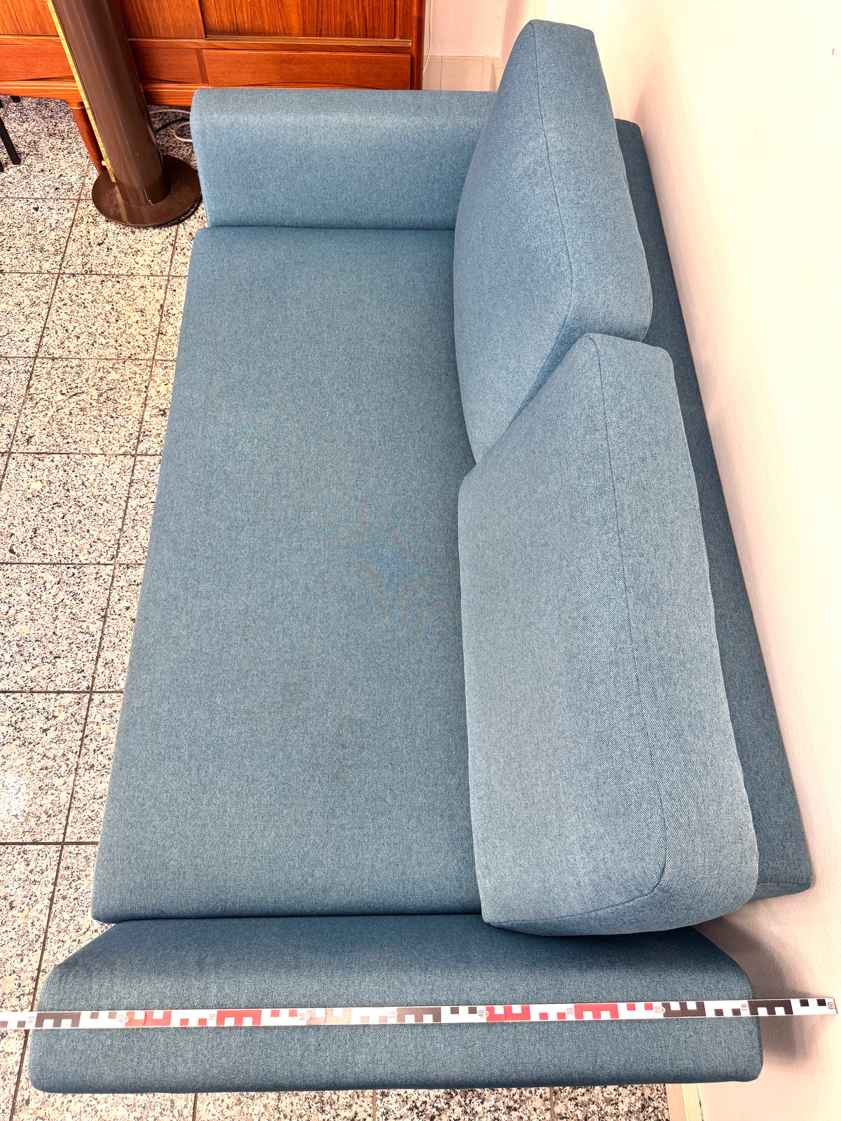 MODERNES SCHLAFSOFA COUCH RAUCHBLAU PETROL MELIERT GÄSTEBETT