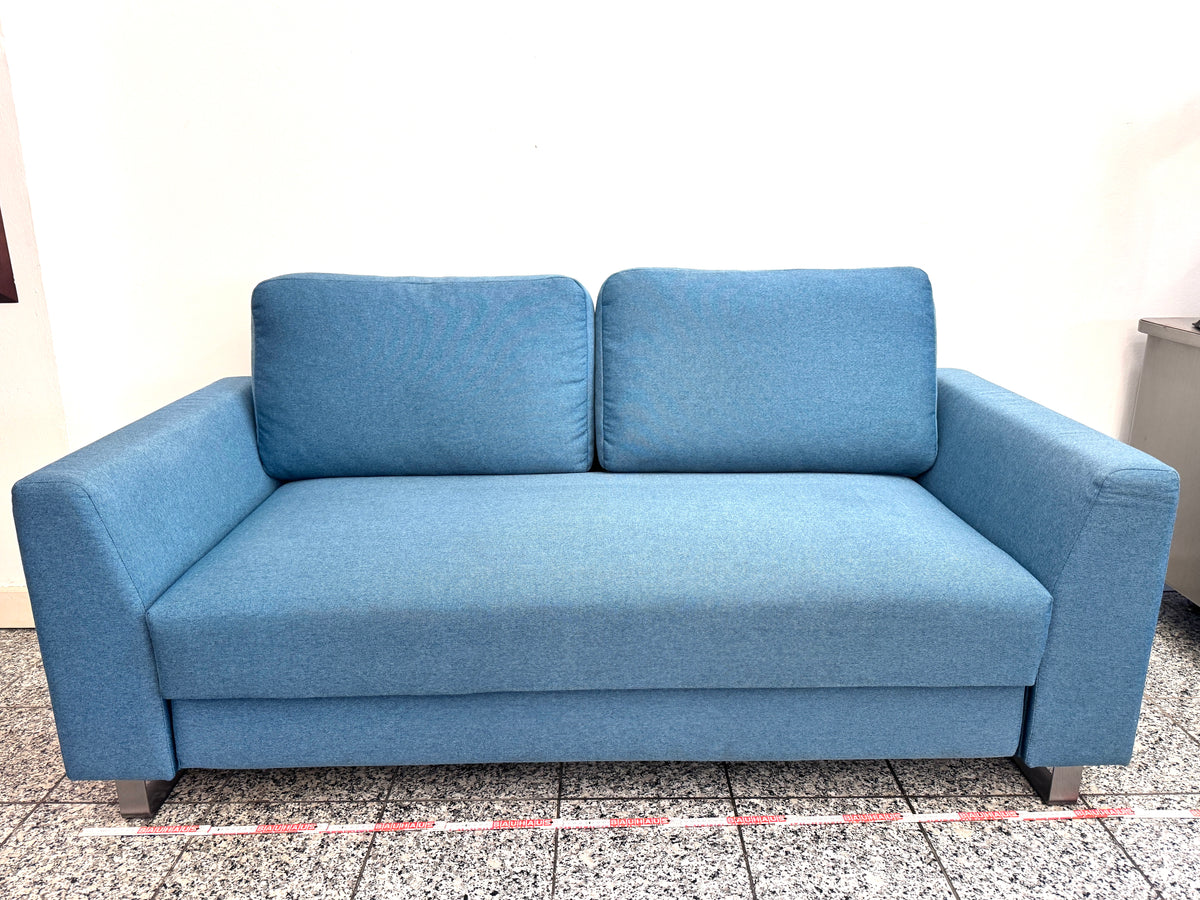 MODERNES SCHLAFSOFA COUCH RAUCHBLAU PETROL MELIERT GÄSTEBETT