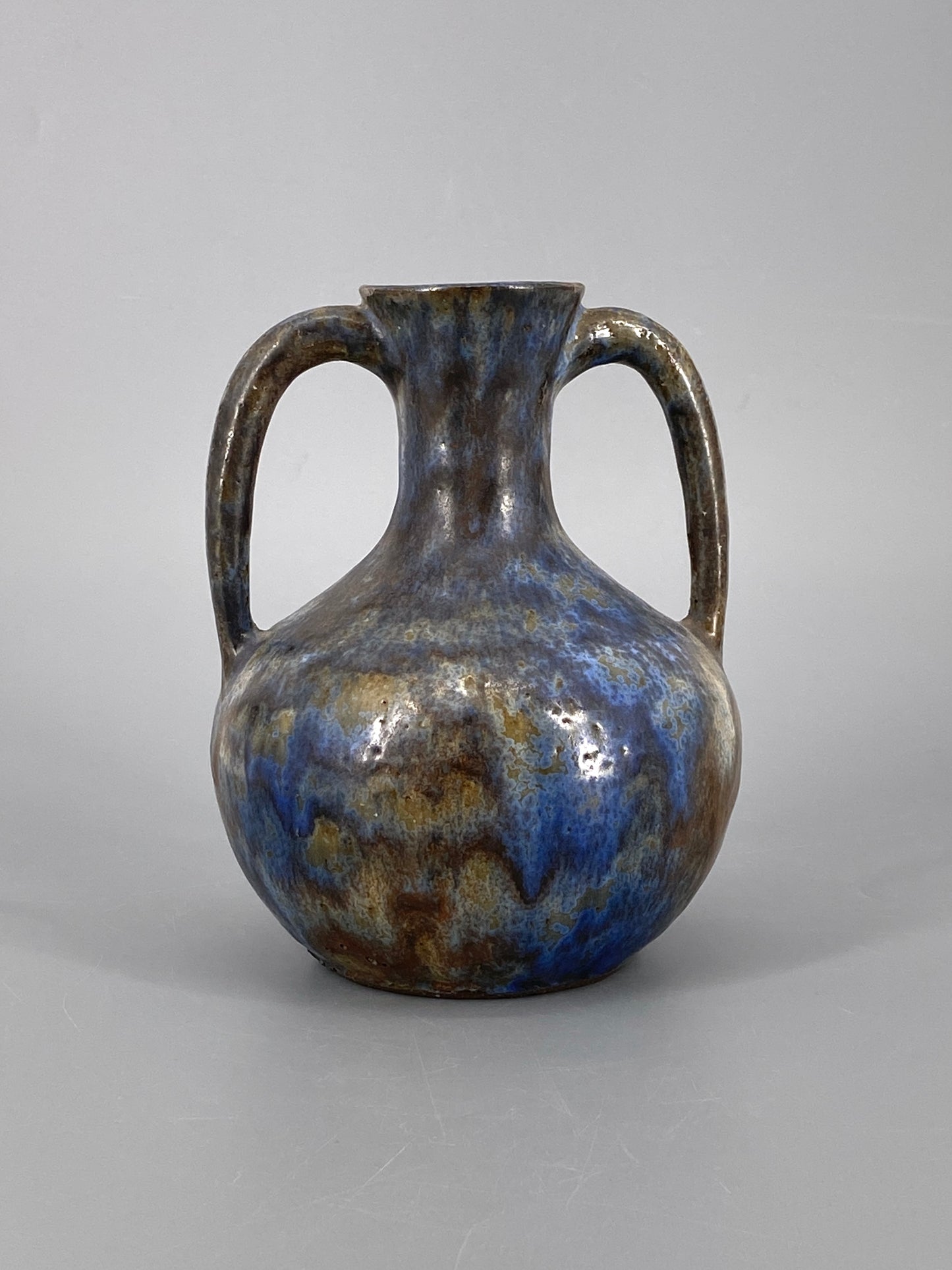 blau-braune Amphore Studiokeramik Vase von Werner Lehr, Keitum auf Sylt, 60er
