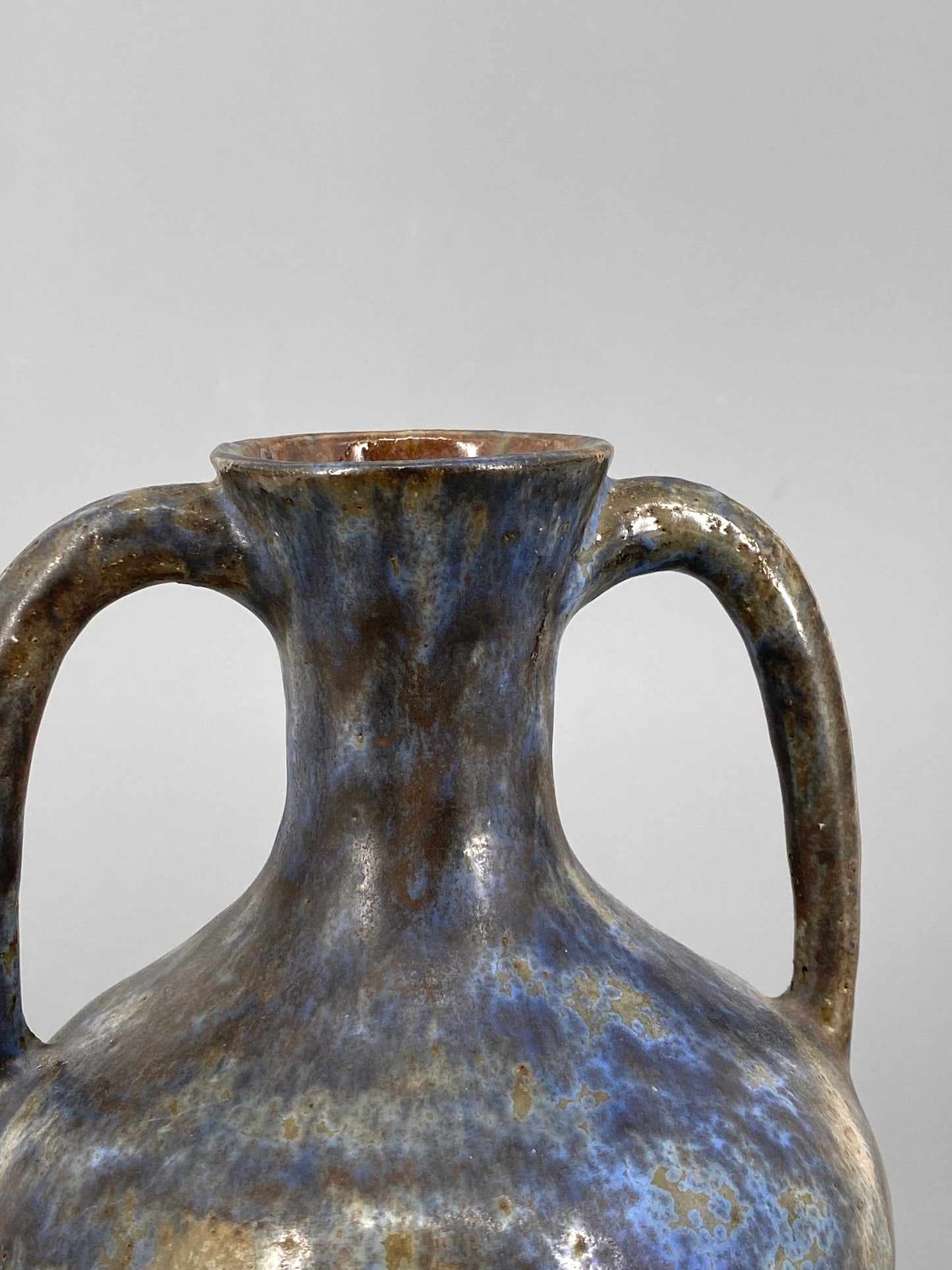 blau-braune Amphore Studiokeramik Vase von Werner Lehr, Keitum auf Sylt, 60er