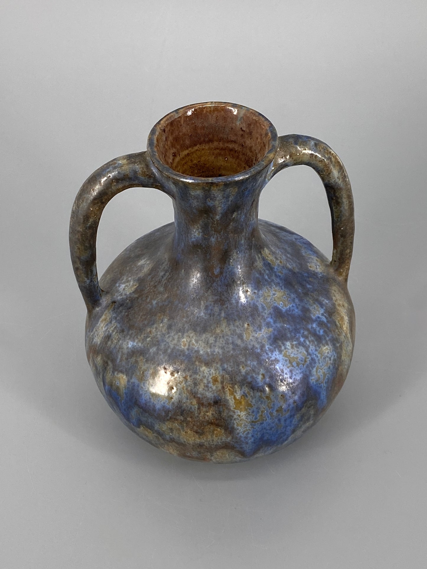 blau-braune Amphore Studiokeramik Vase von Werner Lehr, Keitum auf Sylt, 60er