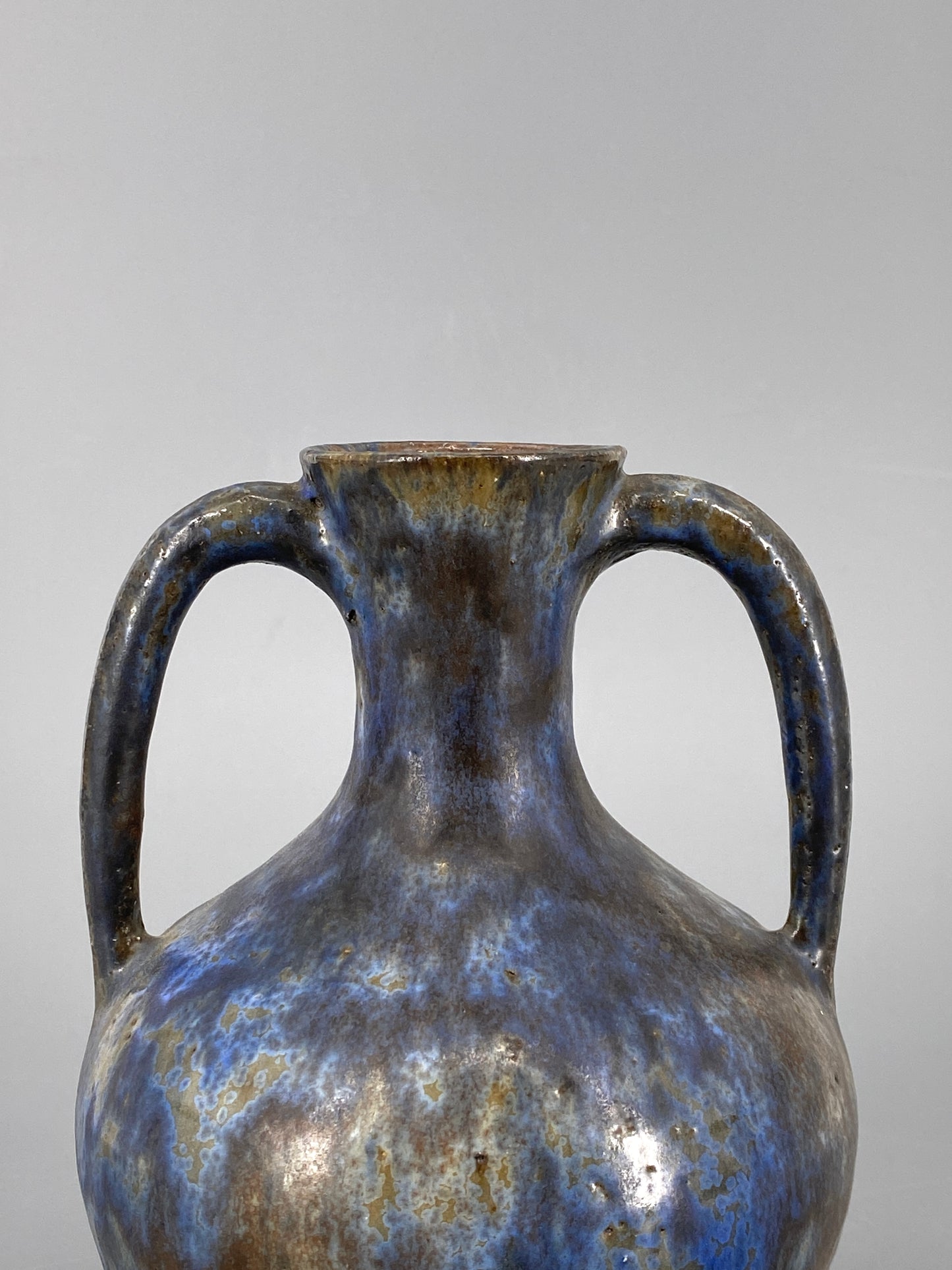 blau-braune Amphore Studiokeramik Vase von Werner Lehr, Keitum auf Sylt, 60er