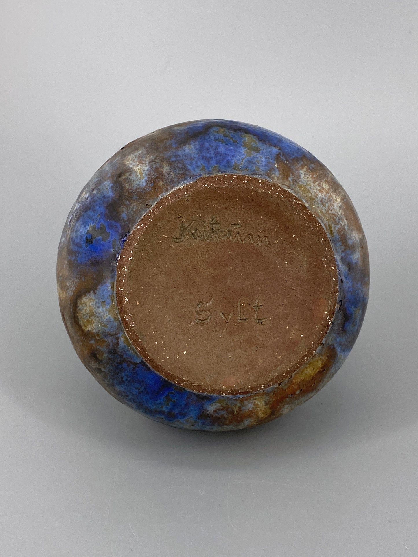 blau-braune Amphore Studiokeramik Vase von Werner Lehr, Keitum auf Sylt, 60er