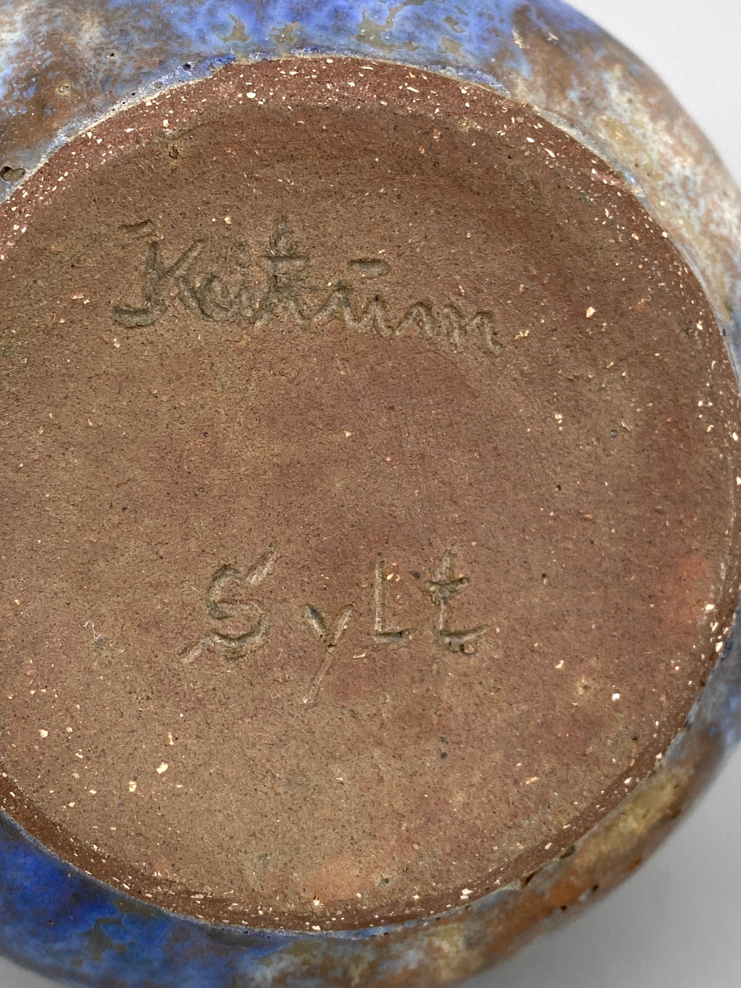 blau-braune Amphore Studiokeramik Vase von Werner Lehr, Keitum auf Sylt, 60er