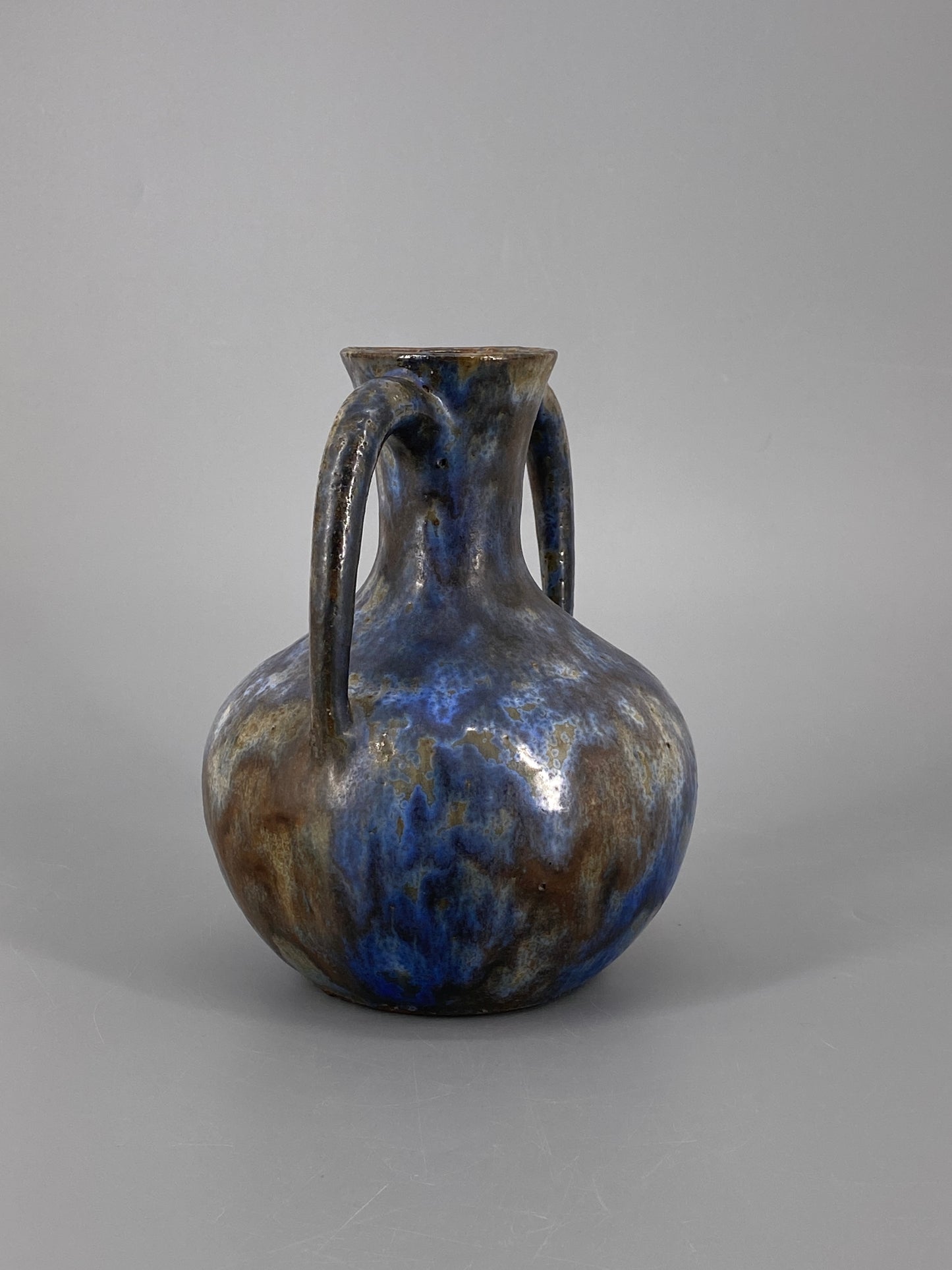 blau-braune Amphore Studiokeramik Vase von Werner Lehr, Keitum auf Sylt, 60er
