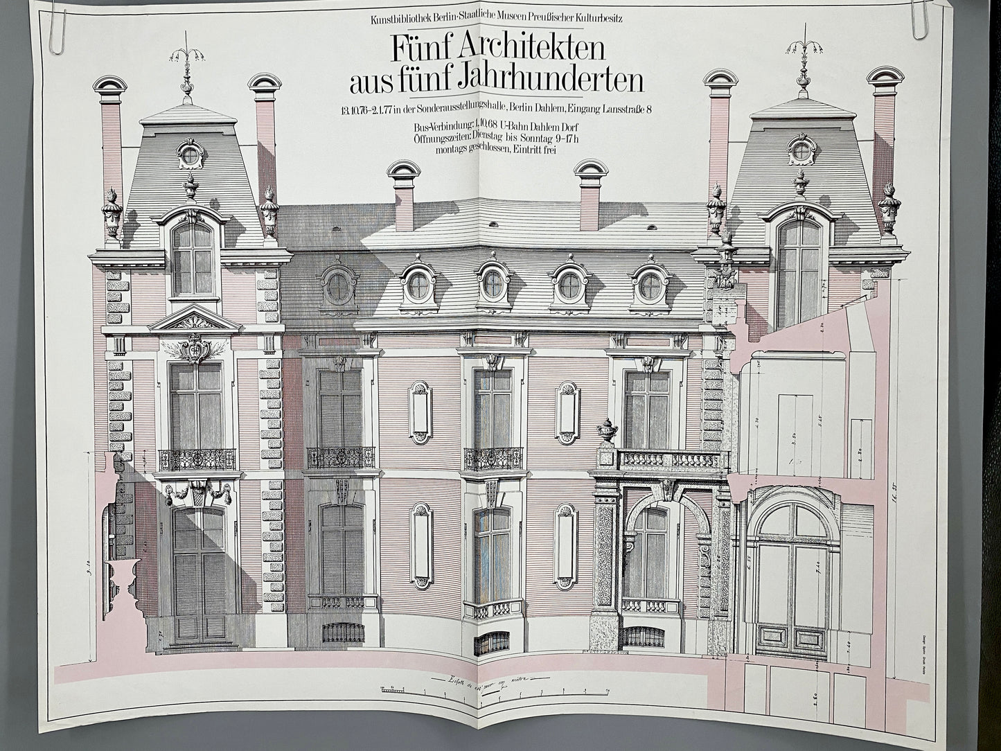 Ausstellungsplakat, Architektur. Fünf Architekten aus fünf Jahrhunderten.