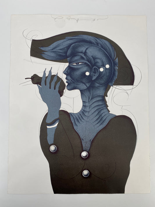 Farblithografie "Eva mit Birne" des Künstlers WP Eberhard Eggers, Mid Century