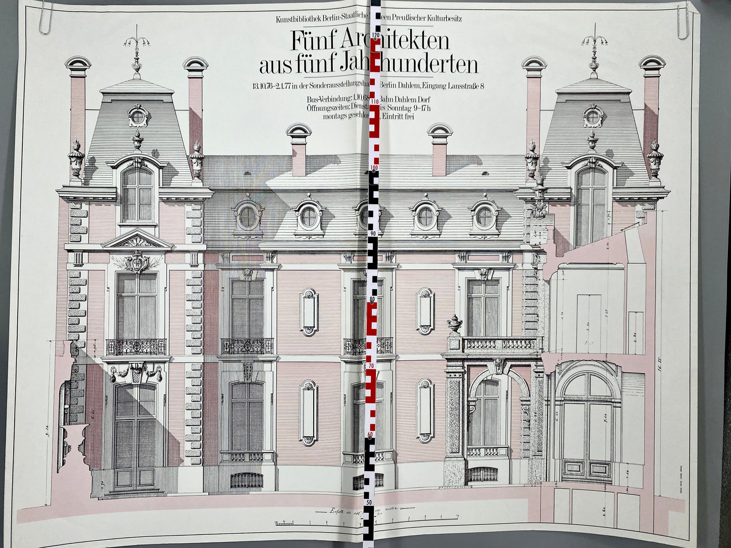 Ausstellungsplakat, Architektur. Fünf Architekten aus fünf Jahrhunderten.